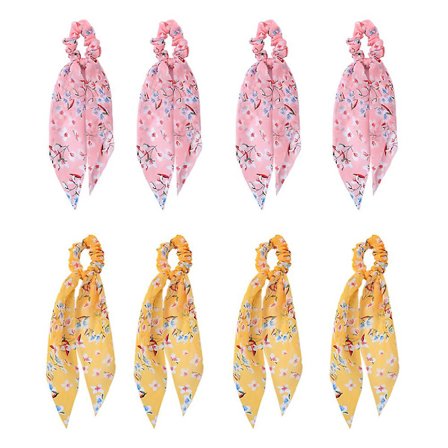 8 stk. Skjerf Scrunchies Hårstrikker Chiffon Hårbånd Hestehaleholder Scrunchy for kvinner