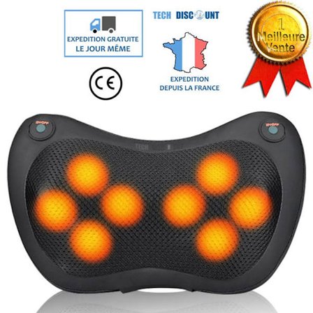 Massagekudde - LUNAVO - eluppvärmd nackkudde med infraröd värme, knådning för huvud och axlar, avkoppling och välbefinnande för kroppen