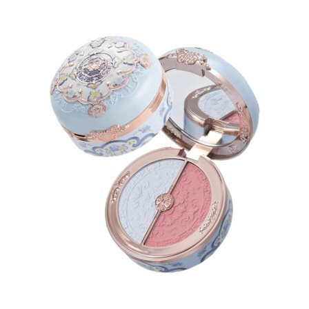 Blush og Highlighter Palette, Blå Pink Mat Makeup Duo, Opbyggelig Blandbar Kindfarve til Temafester og Kreative Looks