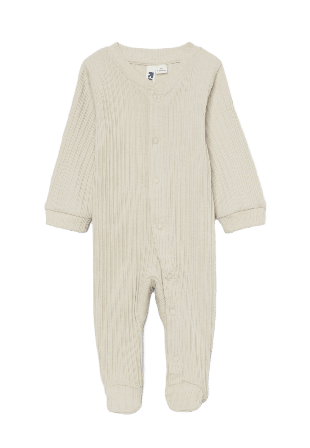 RIKIKI Ribbad pyjamas med tryckknappar JESSIE Sovplagg Beige 50