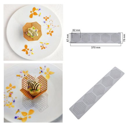 Honeycomb 5-i-1 Silikon Choklad Fudge Form med Ihålig 3D Honeycomb Godis Silikonform för Bakning, Polymerlera, Dessert Cupcake Dekoration