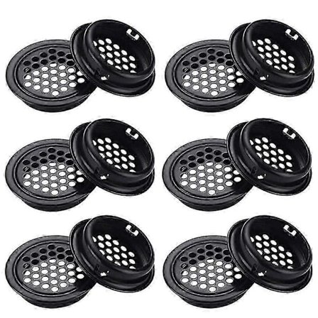 Runt Ventilationsgaller Skåp Luftventil Hål Galler 35mm 30 Stycken Svart för Badrumsskåp Garderob Skoskåp JP