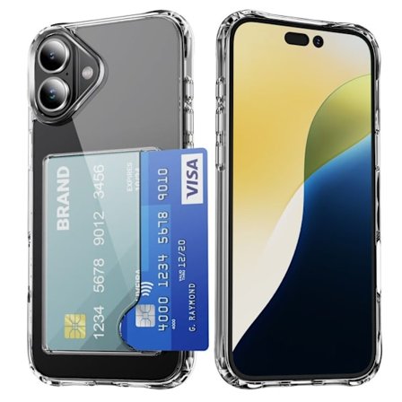 iPhone 16 Plus TPU-case with card holder - Transparent