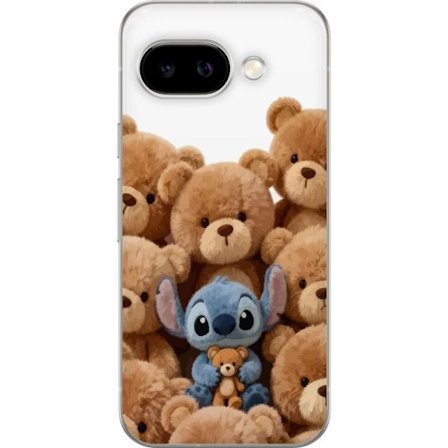 Kompatibel Mobilcover til Google Google Pixel 9a Sød og sikker illustration med Stitch omgivet af bamser, der skaber en varm og legende følelse for