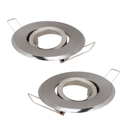2 x Mr11 Downlight Fitting Gimble Satin Krom Med Lampeholder 70mm
