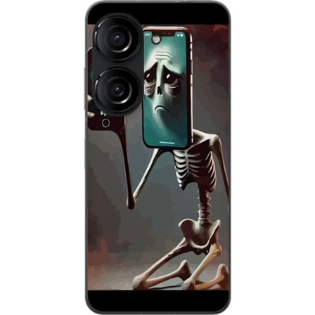 Kompatibelt Mobildeksel til Asus Zenfone 10 Italiensk hjerneskad WiFi-motiv - Skjelett med mobil og svak signal