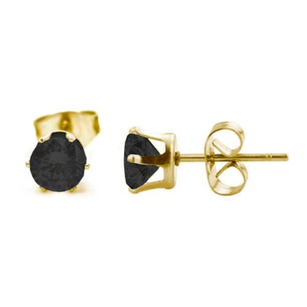 2-pack Guld Piercing Örhänge Svart Kristall - 5mm