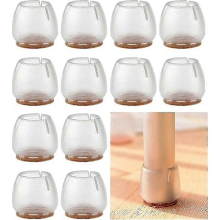 Stolbenbeskyttere til gulve, 16 stk Høj Klar Silikon Stolbenbeskyttere til Trægulve med Filtpuder, Fri Bevægelige Stolben Dæksler til Beskyttelse