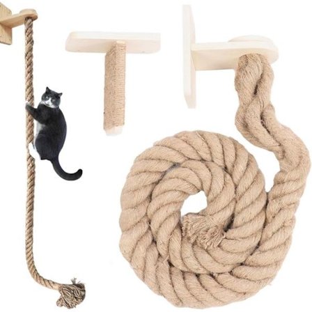 ING Klätterrep för katter - Klätterleksak för kattungar - klösstege, inomhus, väggställning, möbel för kattungar