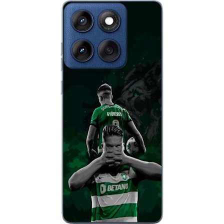 Kompatibel Mobilcover til Motorola Edge 60 Neonmotiv med teksten "Gaming er i mit DNA" på en blå og rød murvæg med en lysende DNA-spiral.