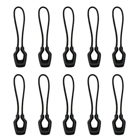 10-pak Nylon Lynlås Vedhæng Reb Lynlås Udskiftning Kuffert Lynlås Snøre til Udendørs Rygsække Sort