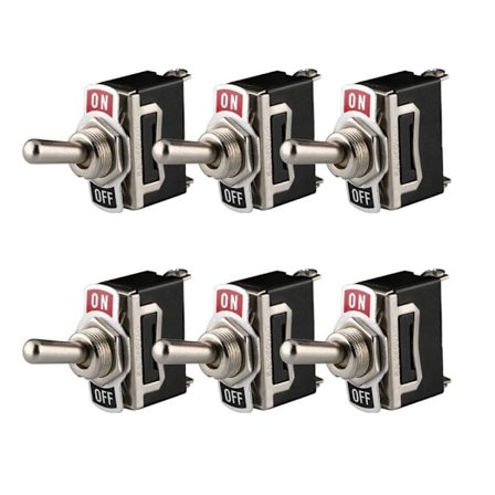 6-benet vippekontakt, 12V-24V-48V-110V/10A, 220V-230V/6A, 2-benet SPST on/off vippekontakt, egnet til biler, lastbiler og skibe (sort).