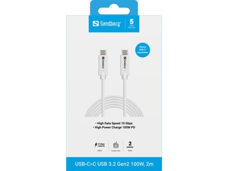 Sandberg USB-C>C USB 3.2 Gen2 100W, 2M