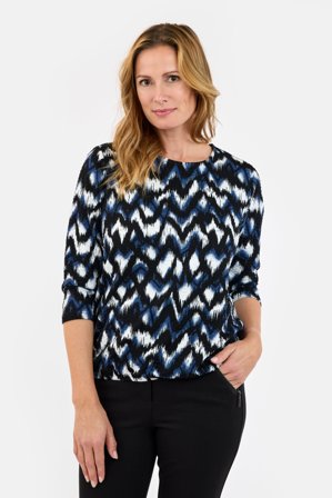 BRANDTEX - 3/4 Ærmet T-shirt - Sort / Blå