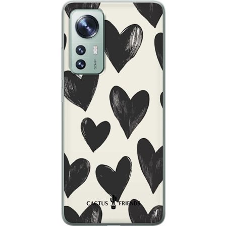 Yhteensopiva Puhelinkuori Xiaomi Xiaomi 12 Cactus and Friends - Bold Black Love Pattern