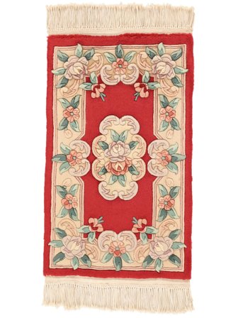Hand Knotted China 90 Line Rug 53X87 Beige/Dark Red