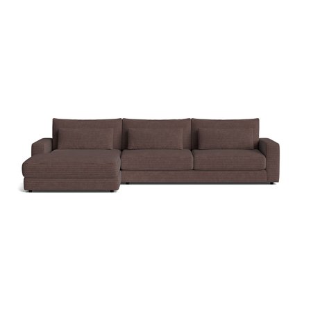 Sevilla Chaiselong Sofa, Venstrevendt - Lincoln Brun - 332x167x85cm - Inkl. 3 Ekstra Puder & Pocket Fjedre - Bred Chaiselong til 2 Personer
