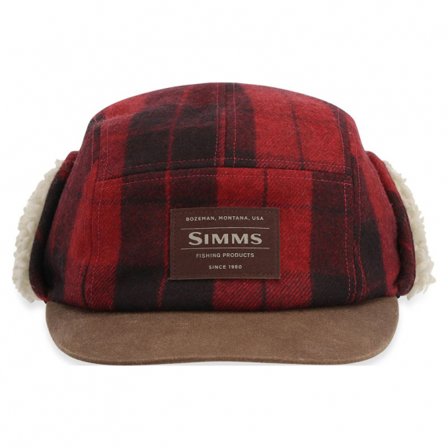 Simms Coldweather Cap Red Buffalo Plaid S/M