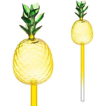 Selvvandende plantepotte med ananasform og glasplantekasse, automatisk drypvanding til indendørs og udendørs planter, ananas, 2 stk.