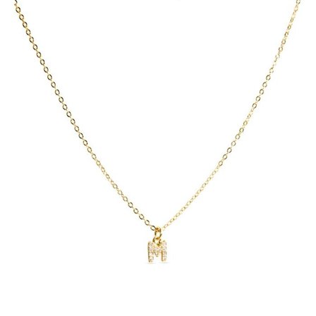 Collier Luxenter med glänsande zirkonia, 18k guldfinish - Bokstav M
