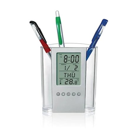 Pennholder Digital LCD Skrivebordsvekkerklokke