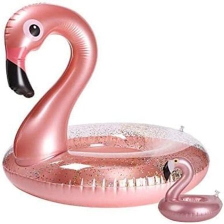 Flamingo Pool Float, Uppblåsbar Poolflotte med Tjockt Slitstarkt Material Generöst Tilltagen, Pool Lounger Vattenleksak för Sommarbadfester, Enkel