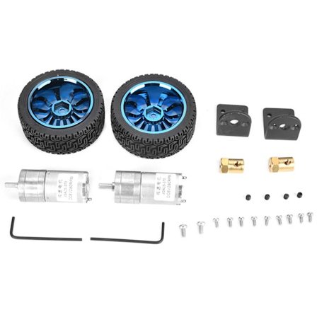 2 st/set DC 6V 280RPM 25GA370 DC-växelmotor 4mm axel med monteringsfäste 65mm hjulset