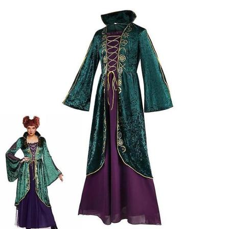 Naisten Hocus Pocus Winifred Sanderson Naisten Cosplay-asu Mekko Sametti Halloween Karnevaali Asuja Aikuisille Naisille S-3xl -a 3XL