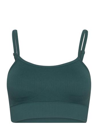 Pine Green Ribbed Seamless Strap Bra Lingerie Bras & Tops Sports Bras - ALL Grønn AIM'N