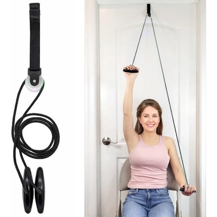 ING Skuldertrener Skulderrehabiliteringstrener med over-dør-trinse for rehabilitering av rotatorcuff lindrer skuldersmerter svart