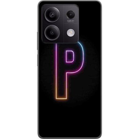 Yhteensopiva Puhelinkuori Xiaomi Xiaomi Redmi Note 13 Pro Minimaalinen neonkirjain P värin asteittaisella muutoksella ja valotehosteella mustaa taust