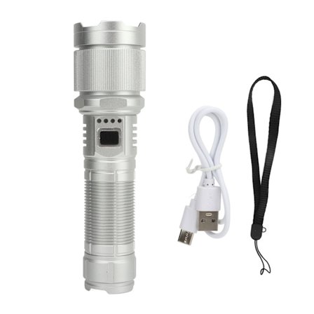 Genopladelig LED-lommelygte Høj lysstyrke 8000LM Teleskopisk zoom Håndholdt Kraftfuld USB Super Bright Blitzlys til nødsituationer camping udendørs