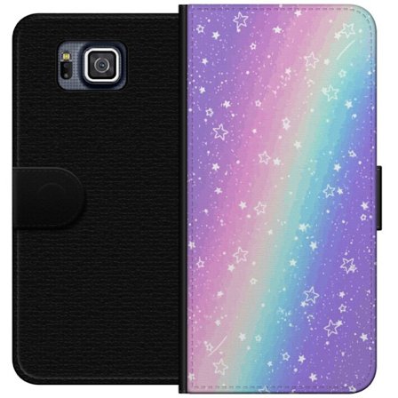 Kompatibel Tegnebogsetui til Samsung Galaxy Alpha Rainbow-farvet pastelbaggrund med hvide stjerner og glitrende prikker i blød overgang