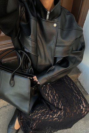 NA-KD Lace Flowy Maxi Skirt - Lange nederdele - Sort - M (EU 38-40)