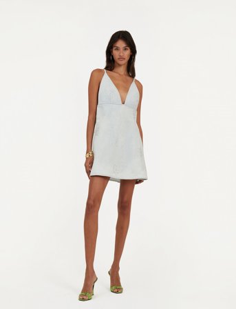 ROTATE Birger Christensen Denim Stud Mini Dress - Blue - 42