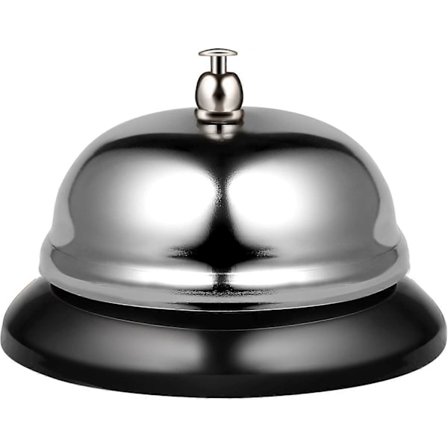 Receptionsklokker, 8,5 cm i diameter, Krom Køkkenklokke, Helt i Metal, Skrivebords Klokke Serviceklokke til Hoteller Skoler Restauranter