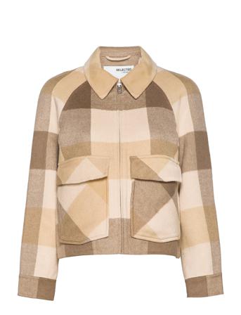 Slfreggy Short Handmade Jacket Check B Brown Selected Femme