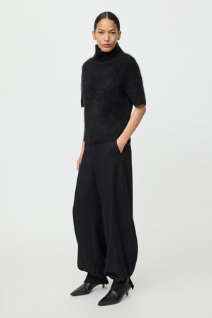 Soft Goat - Brushed short sleeve turtleneck - Women cashmere sweater - XS - Black