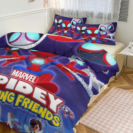 Bh418 Spiderman Spidey Och Hans Fantastiska Vänner Sängkläder Set för Barn Män Kvinnor Twin Size Täcke Set 3st Täcke Set 1 Täcke Överdrag Och 2 