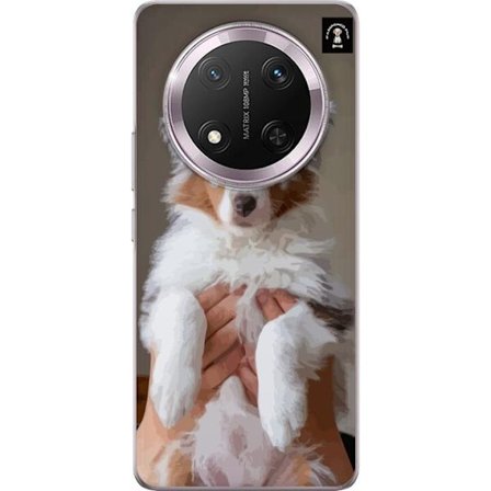 Kompatibelt Mobildeksel til Honor Honor Magic7 Lite Søt valp med blå øyne, fluffy pels og sjarmerende uttrykk - perfekt hundemotiv for dyreelskere.