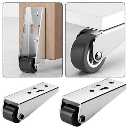 2 STK Kraftige Sidemonterede Hjulsæt til Skabe, Borde, Møbler, Støjsvag Glidning, Nem Installation, Skridsikker Lastbærende [DB]