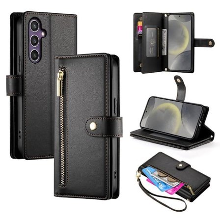 Samsung Galaxy S25 Wallet Cover with Strap - Black
