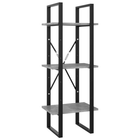 Vidaxl Bokhylla 3 Hyllplan Betonggrå 40x30x105 Cm Spånskiva Grå