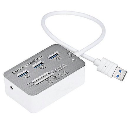 7-i-1 Kortläsare med 3 Portars USB 3.0 Hub, SD / MS / Micro SD / MMC