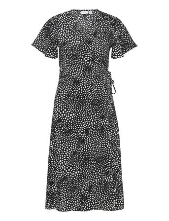 Vilovie S/S Wrap Midi Dress/Su - Noos Knælang Kjole Sort Vila