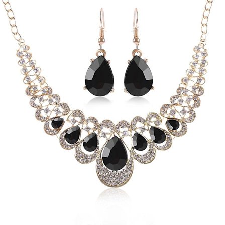 Halsband i guld, smyckesset, örhängen, bröllop, choker