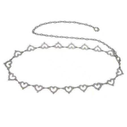 Bælte til kvinder, enkelt og moderigtigt kærlighedsspænde, rhinstenindlagt metal taljekæde kjoletilbehør