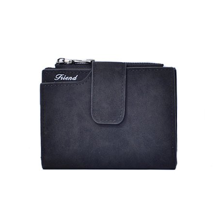 Kort liten damplånbok i läder med mynt- och kortfack