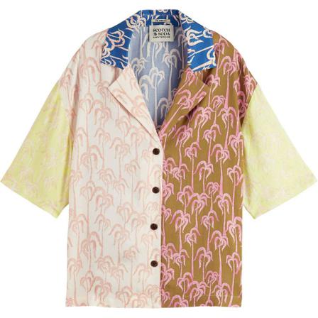 Scotch & Soda Oversized beach shirt printed Blå, Dame Bluser