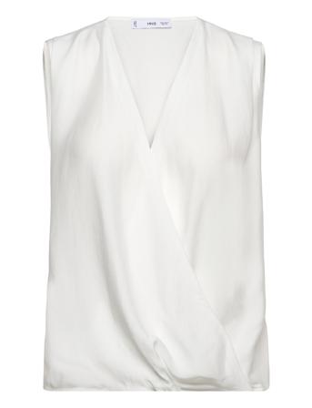 Lyocell Wrap Blouse Bluse Ermeløs Hvit Mango*Betinget Tilbud